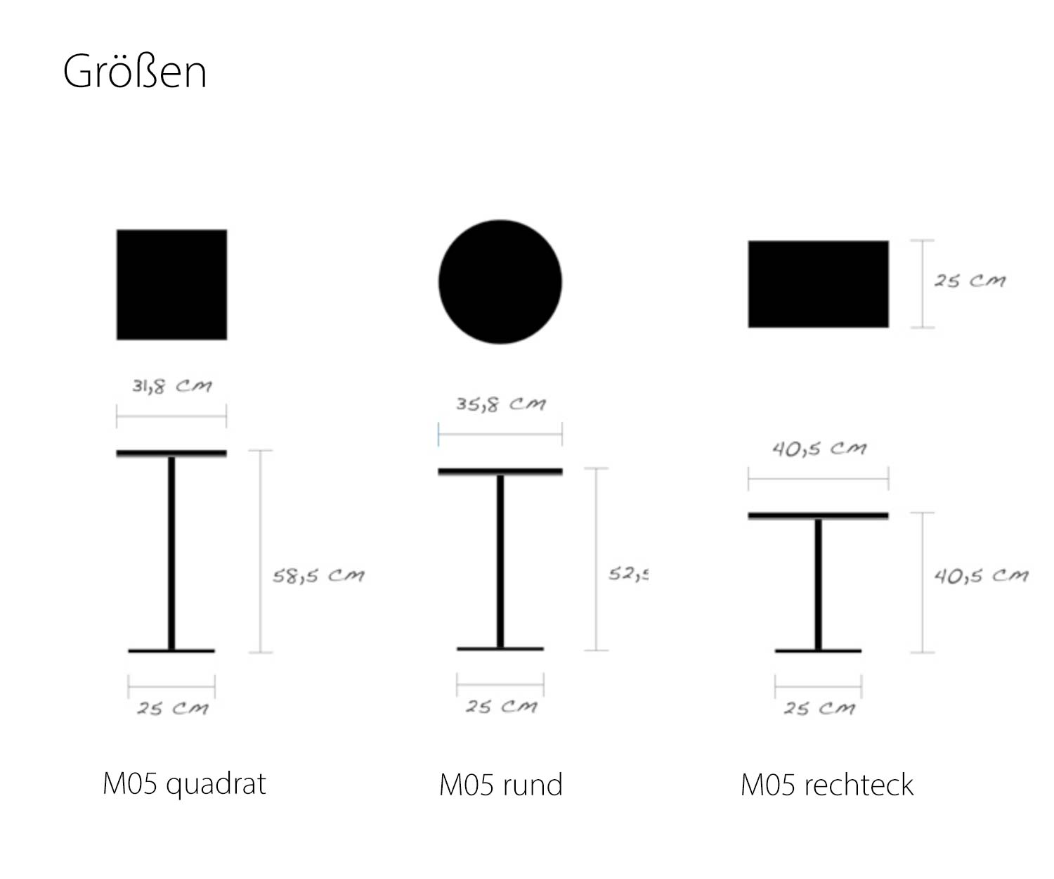 S+ Table d'appoint M5 avec plateau amovible Dimensions S+ Table d'appoint M5 avec plateau amovible Dimensions