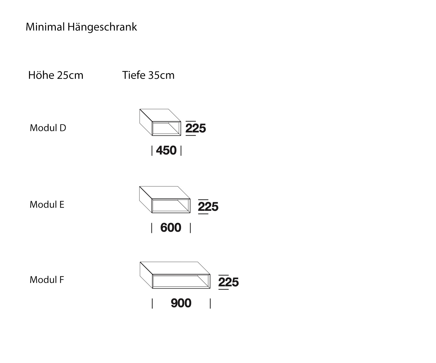 Minimal Designer Armoire suspendue de Livitalia Esquisse ouverte Tailles Données de taille 