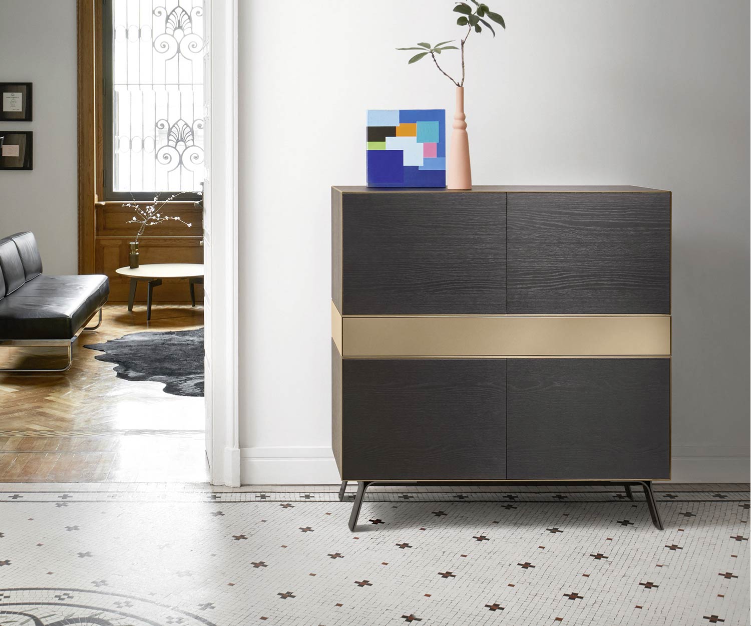 Highboard Minimal design moderne de Livitalia Compartiment ouvert couleur or Highboard Minimal design moderne de Livitalia Compartiment ouvert couleur or