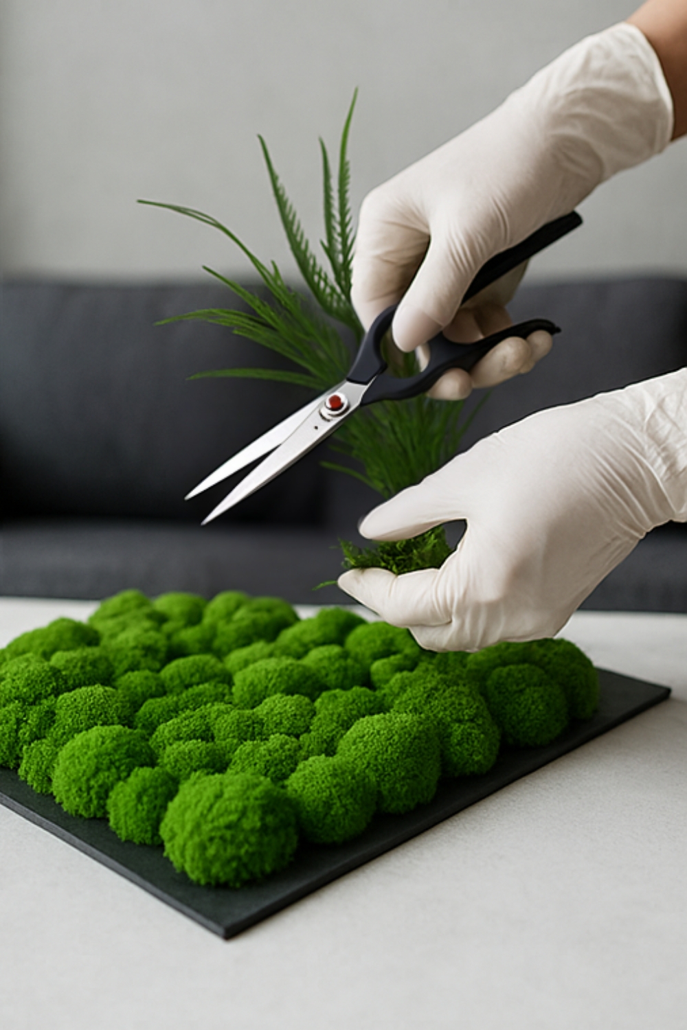intégrer des plantes ornementales sur un mur de mousse