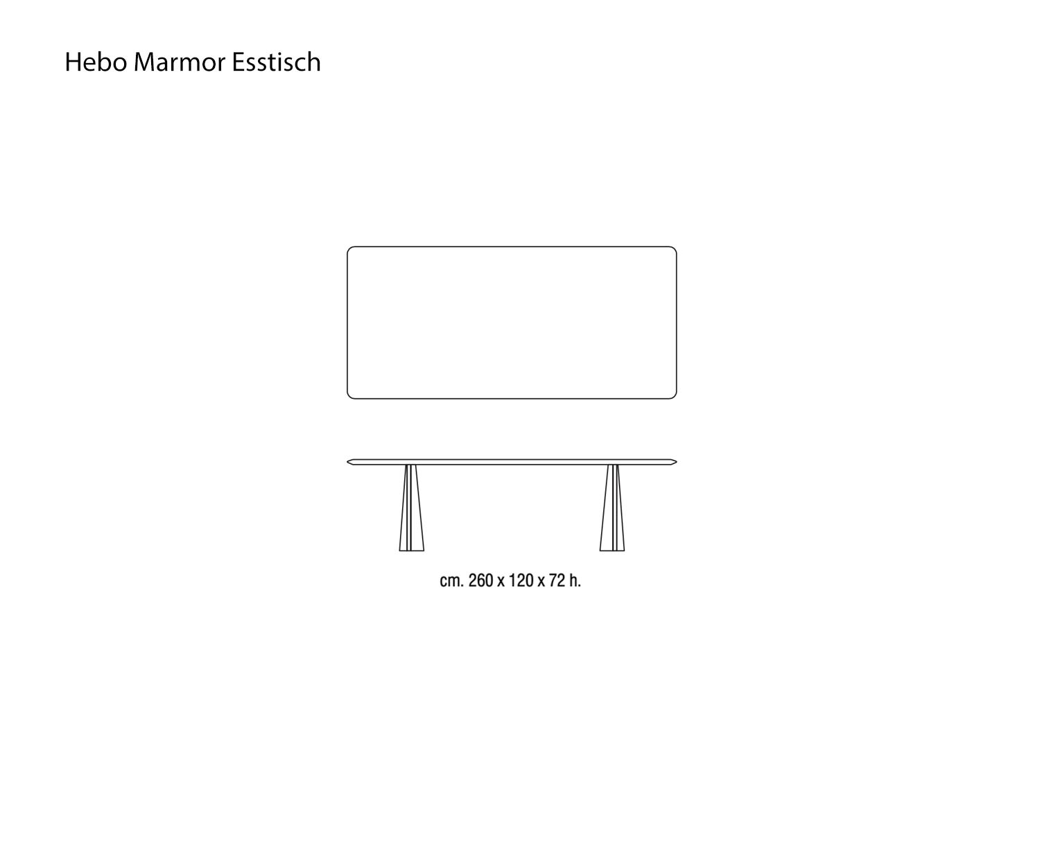 Designer Table de salle à manger Hebo en marbre Esquisse Dimensions Dimensions