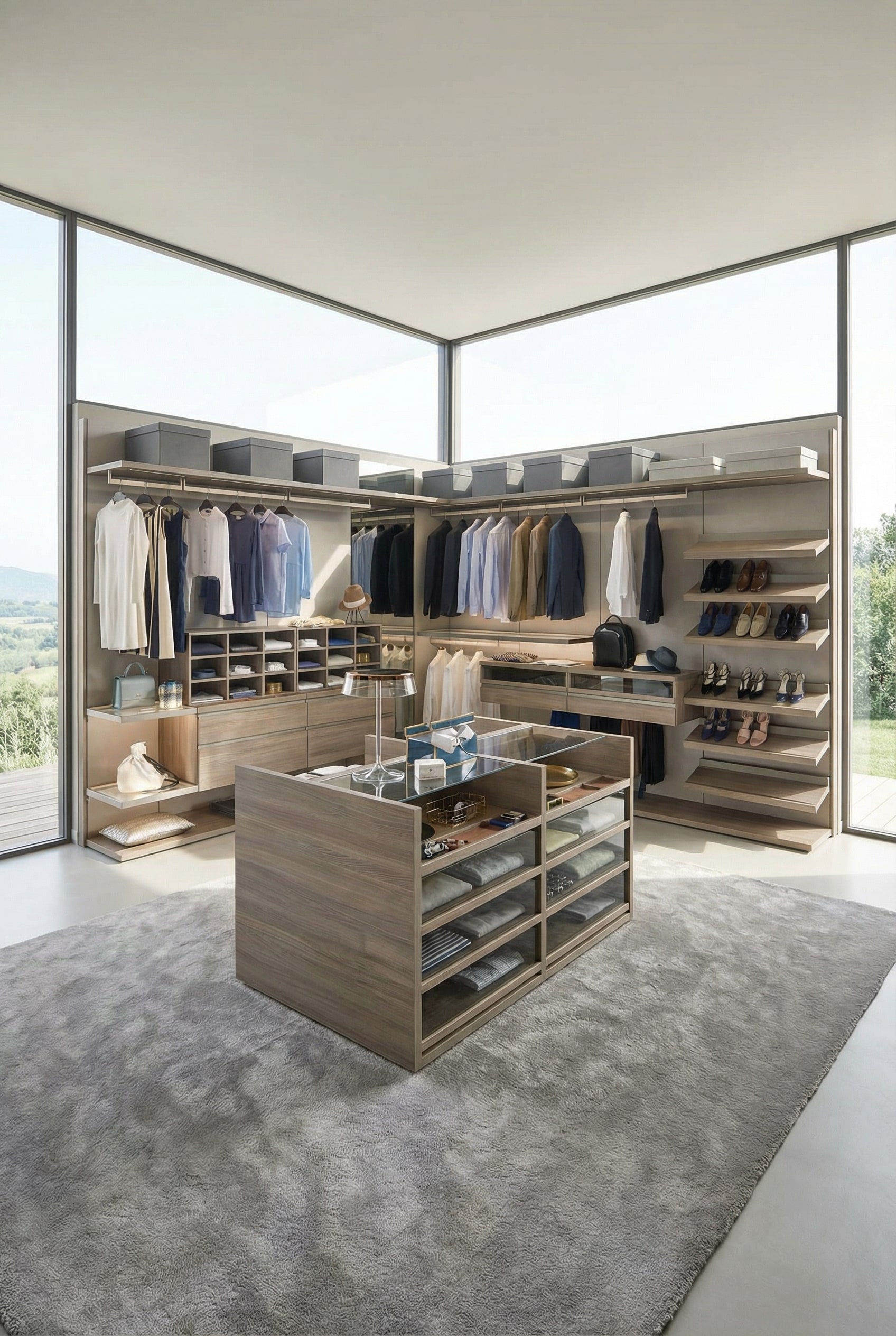 Système de dressing d'angle sans couture sans poteaux verticaux gênants Système de dressing d'angle sans couture sans poteaux verticaux gênants