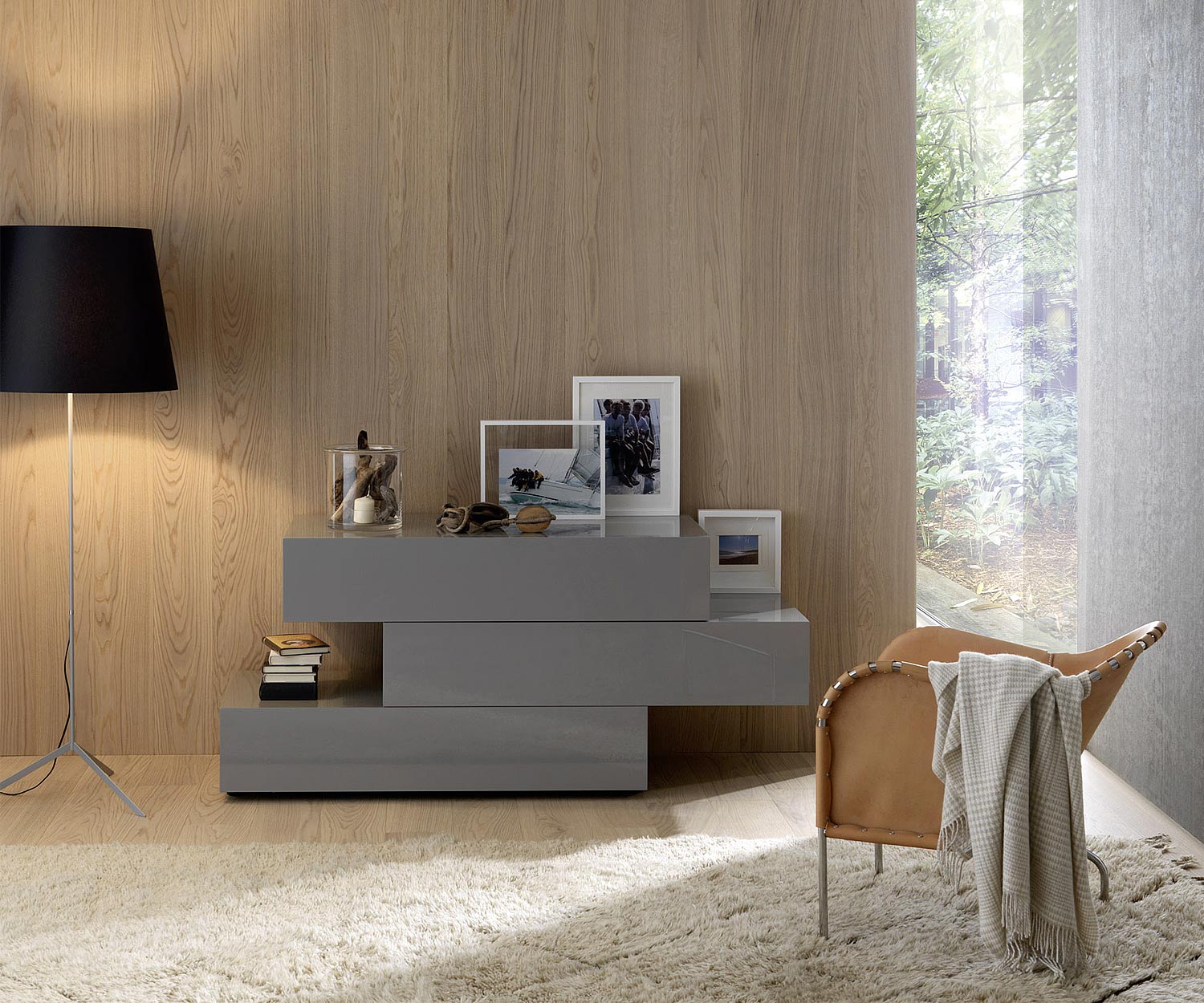 Exclusif Livitalia Commode design Valeo en gris foncé mat