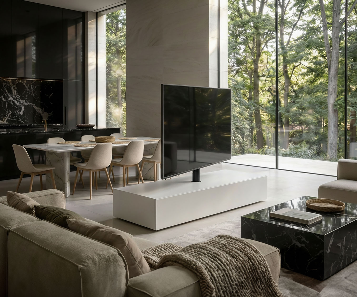 Livitalia Roto Slim Séparateur de Pièce TV Autonome avec Panneau Arrière & Pivotant