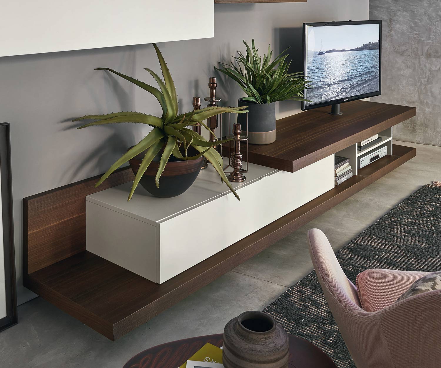 TV design ouvert de haute qualité Lowboard avec porte rabattable