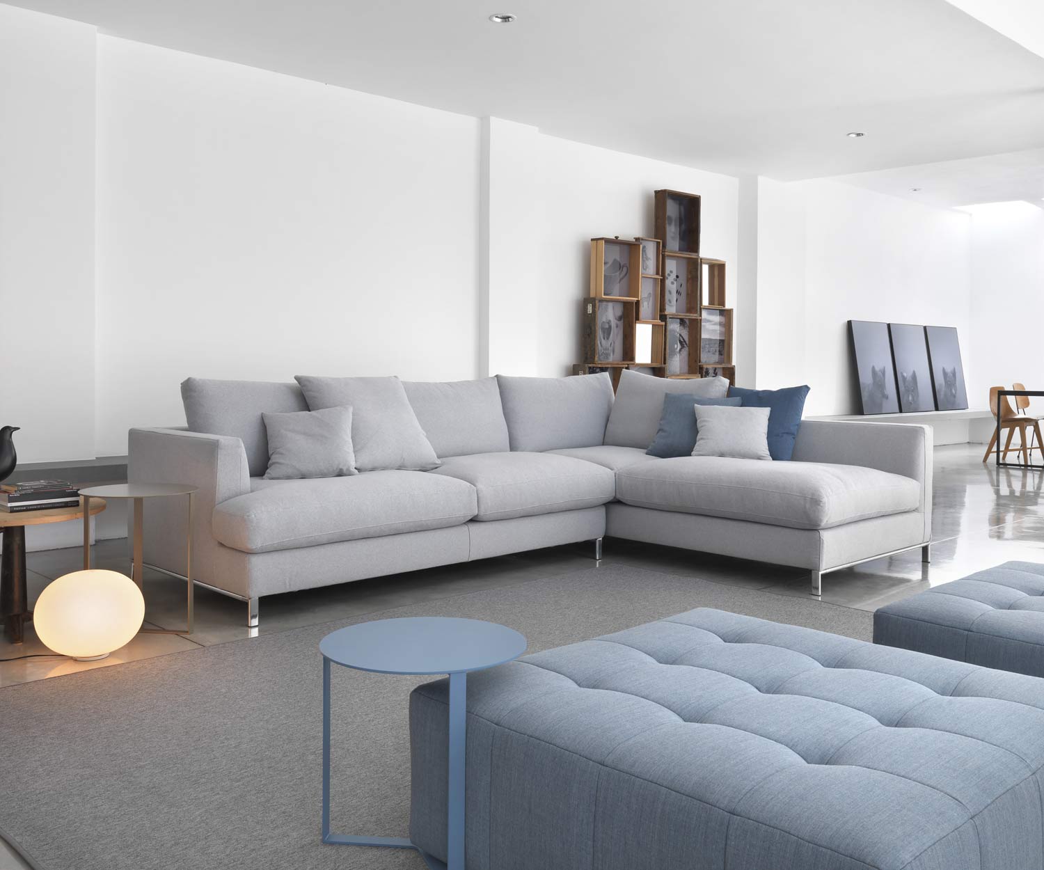 Haute qualité Marelli Canapé d'angle design Loft sur pieds chromés
