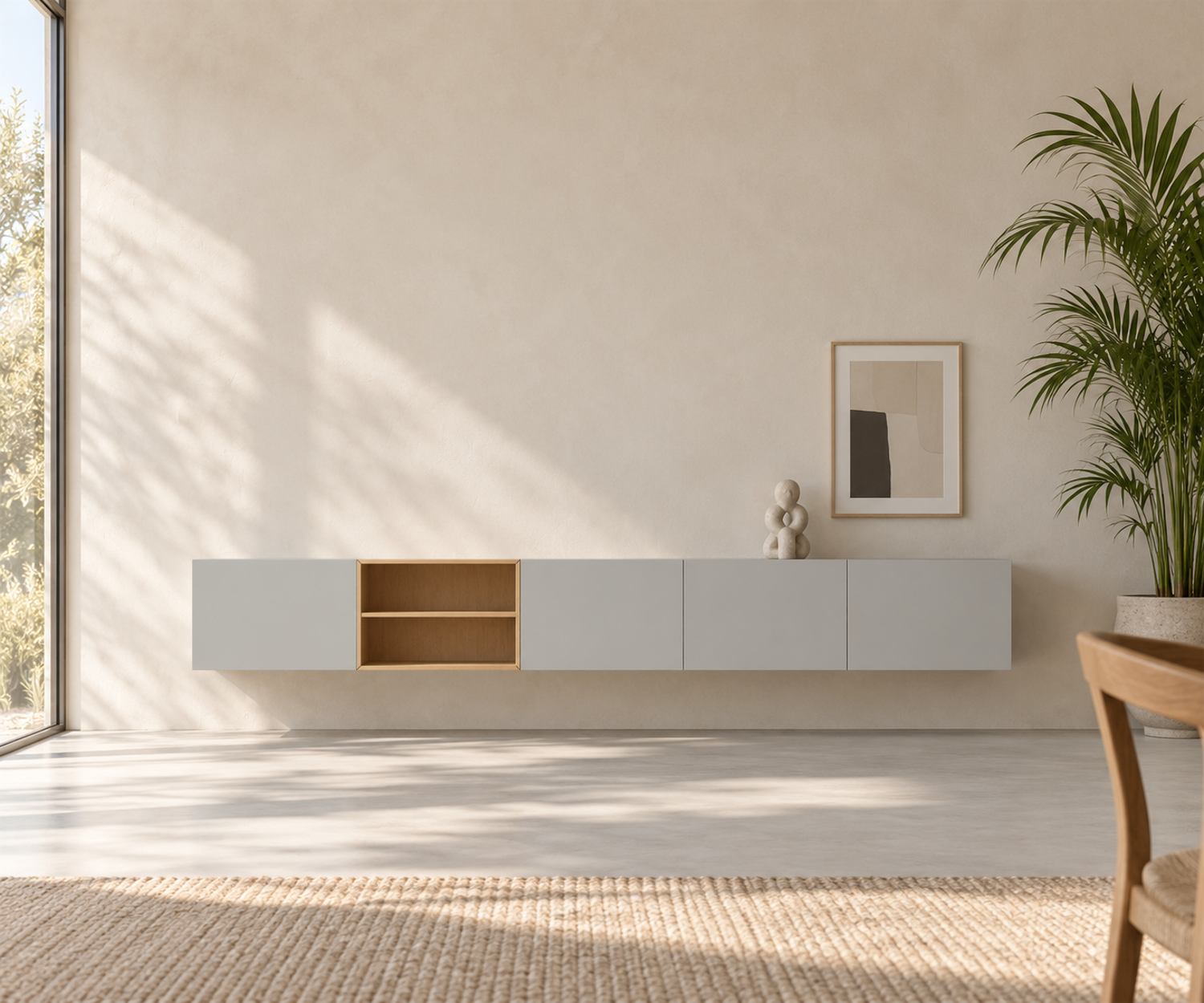 Livitalia Box 18 Buffet suspendu 300 cm – Gris clair mat + Chêne clair Livitalia Box 18 Buffet suspendu 300 cm – Gris clair mat + Chêne clair