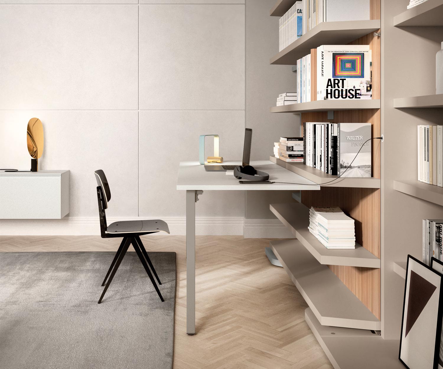 Lit armoire design avec étagère à livres Lit armoire design avec étagère à livres