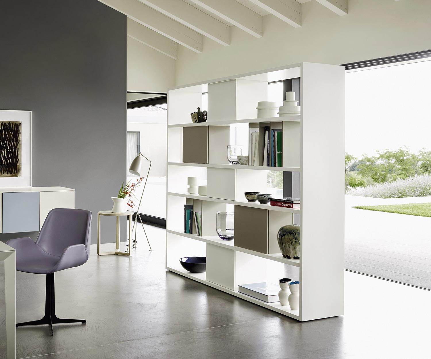 Exclusif Livitalia Étagère design sur pied C92 Séparation de pièce blanche Exclusif Livitalia Étagère design sur pied C92 Séparation de pièce blanche