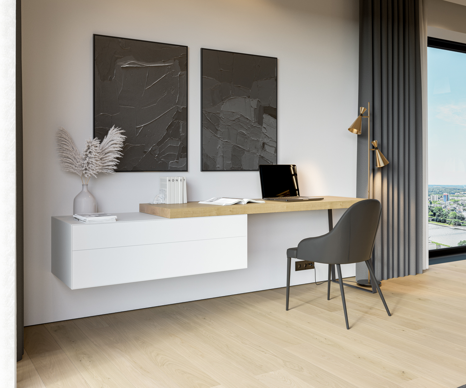 Bureau design pour home office avec commode Bureau design pour home office avec commode