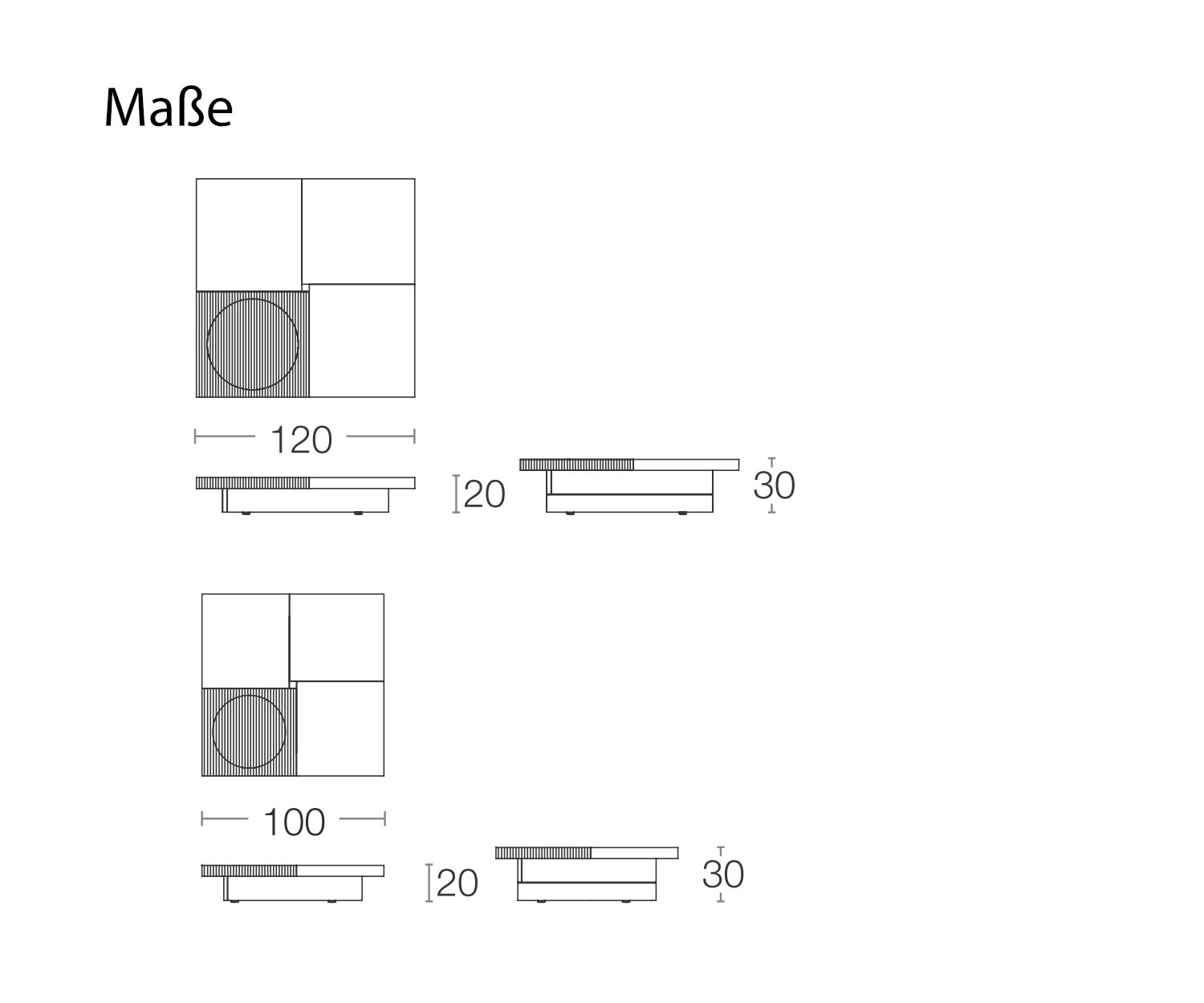 Conde House Barringer Design Table basse Croquis Dimensions Dimensions