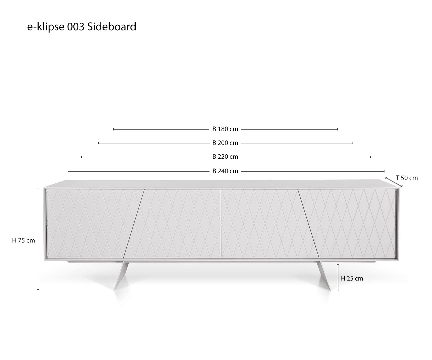 al2 e klipse 003 Designer Sideboard Tailles Dimensions Esquisse Aperçu des tailles