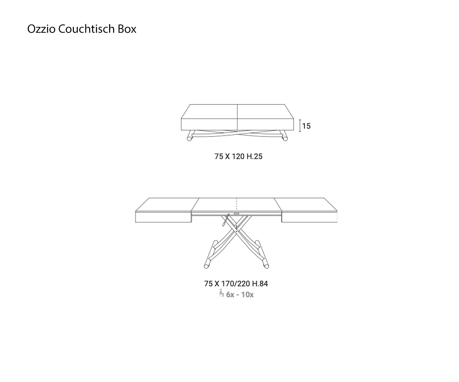 Esquisse de la table basse Box de Ozzio Taille Dimensions Dimensions Esquisse de la table basse Box de Ozzio Taille Dimensions Dimensions