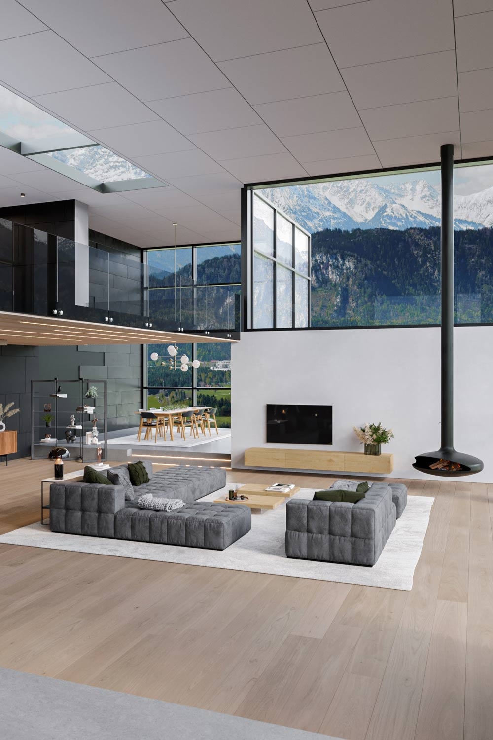 Ensemble de salon en gris élégant