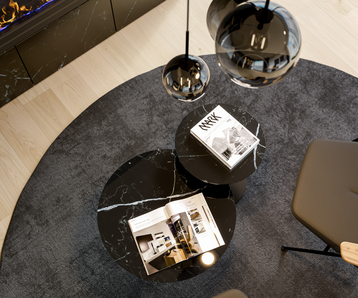 Break Marquina Table d'appoint en marbre