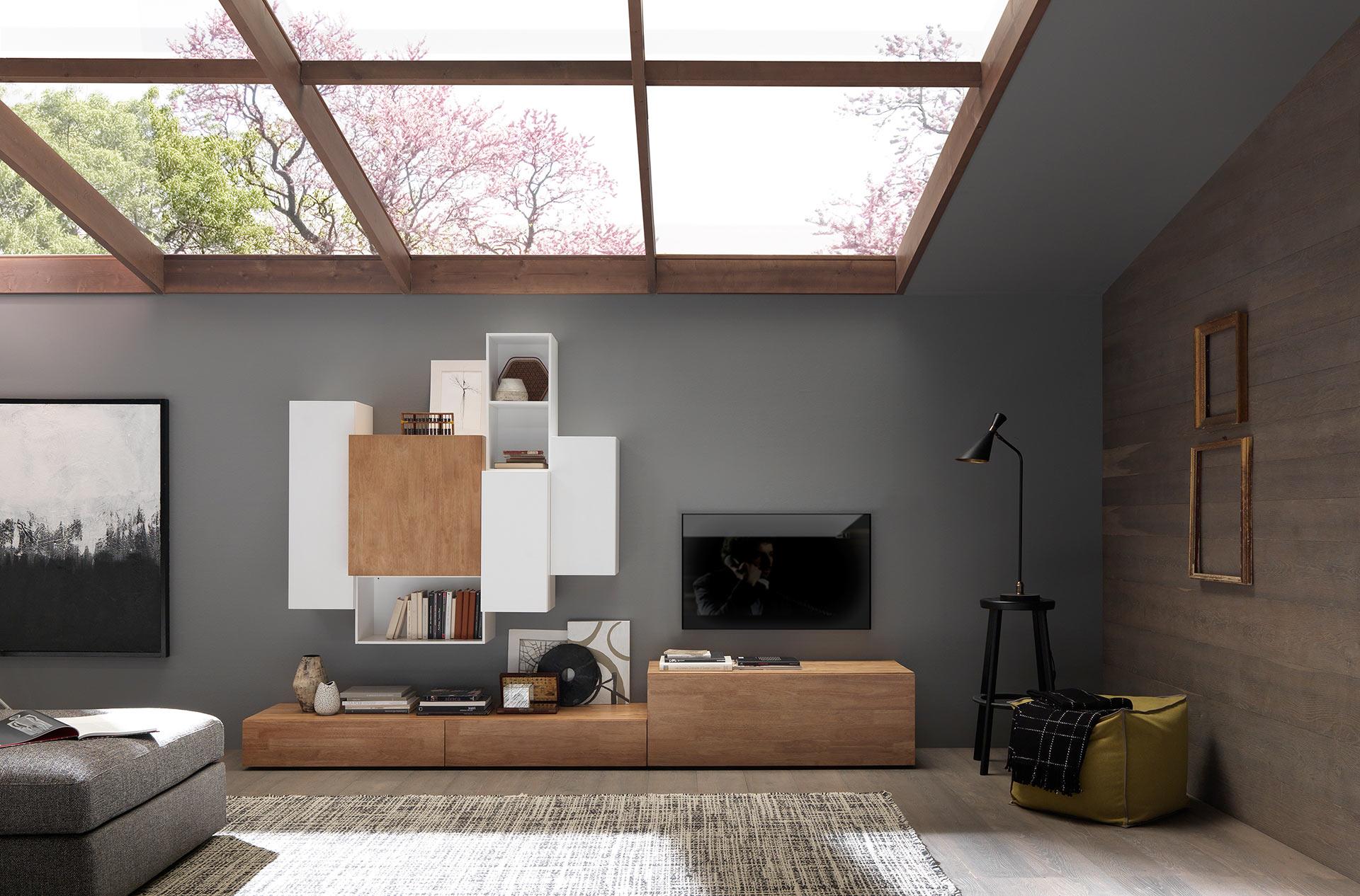 Meubles design en bois massif pour salon