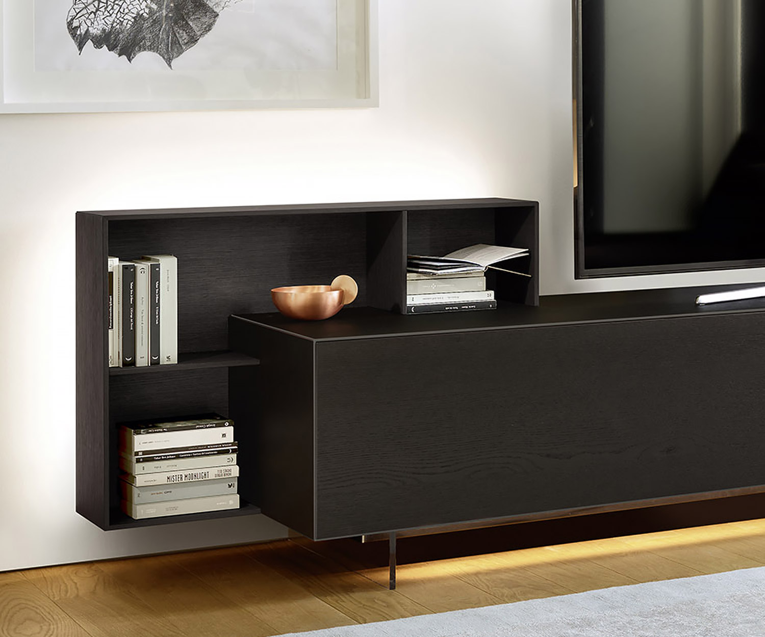 Meuble-paroi design moderne Livitalia C08 Étagère et lowboard design avec éclairage LED en option
