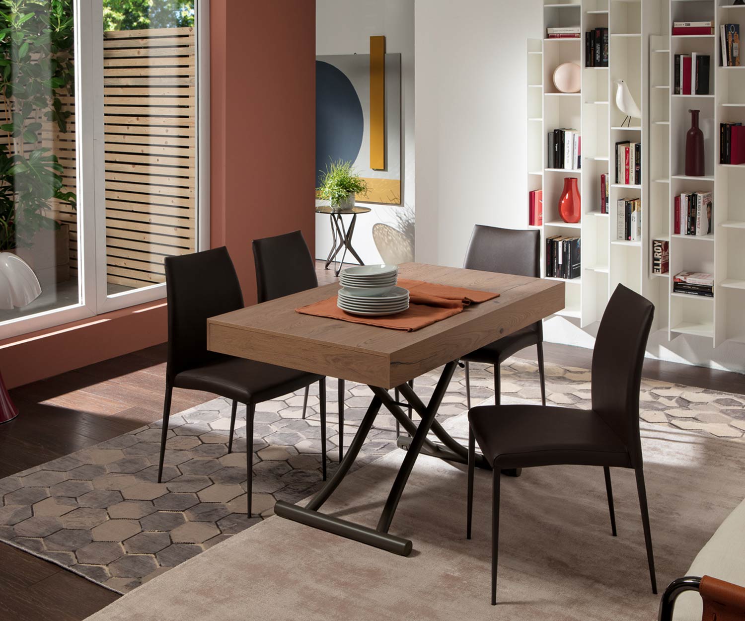 Ozzio Table Newood T123 béton aspect ciment