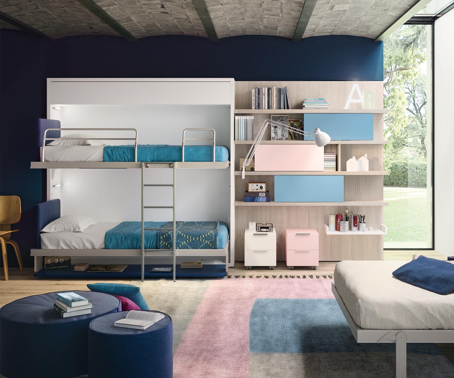 Le Clei Kali Duo est un lit superposé escamotable pour la chambre d'enfant