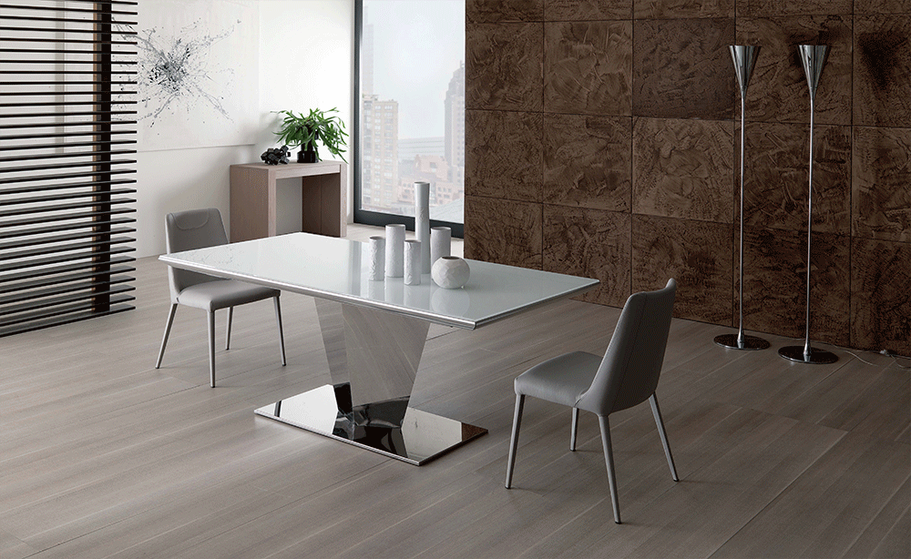 Table extensible Diamante Blanc Brillant Verre