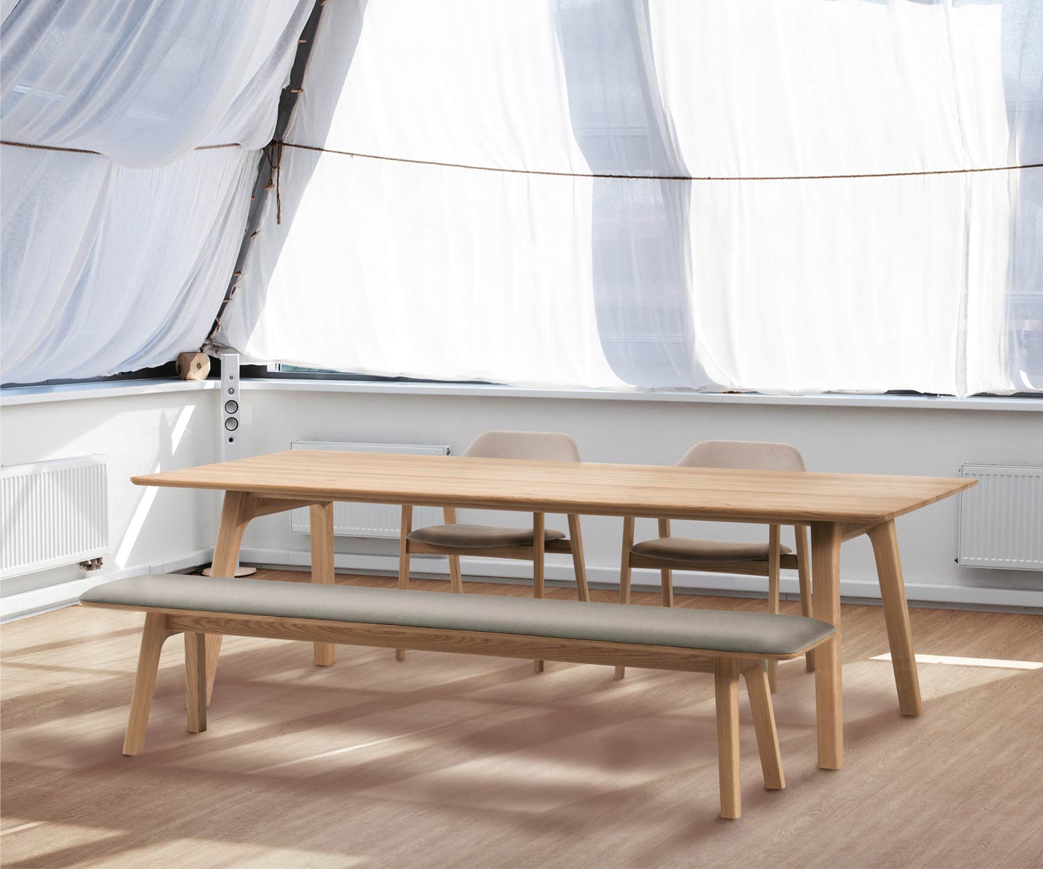 Exclusif Conde House Ten Banc design en chêne naturel mat
