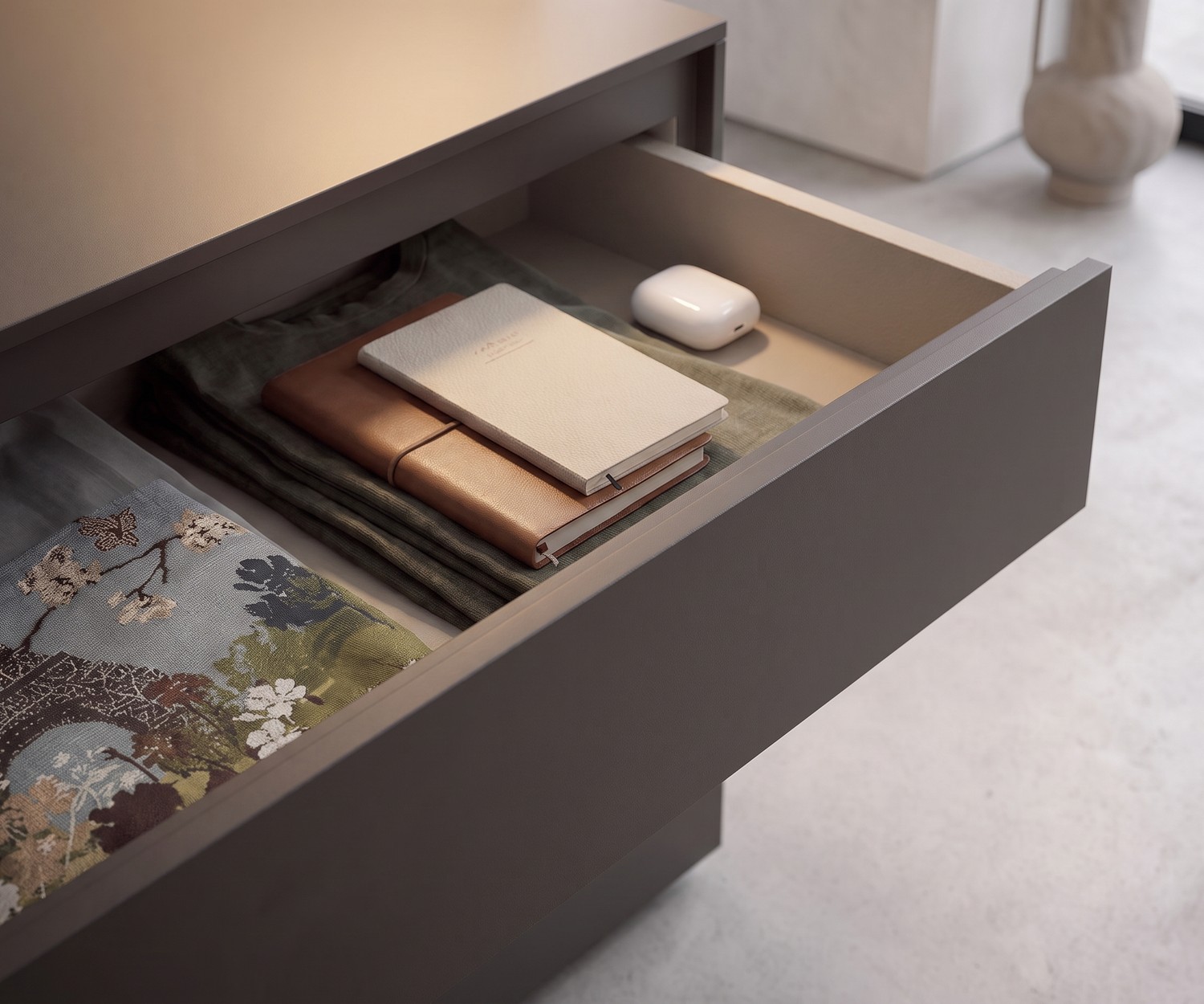 Commode moderne Easy à 3 tiroirs Commode design Easy de Novamobili à 3 tiroirs blanche, meuble de rangement minimaliste pour chambre avec miroir.