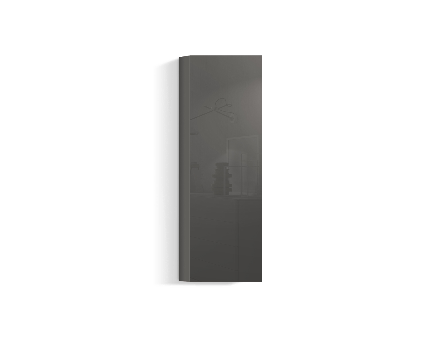 Exquis Livitalia Armoire suspendue Vertical Gris foncé brillant