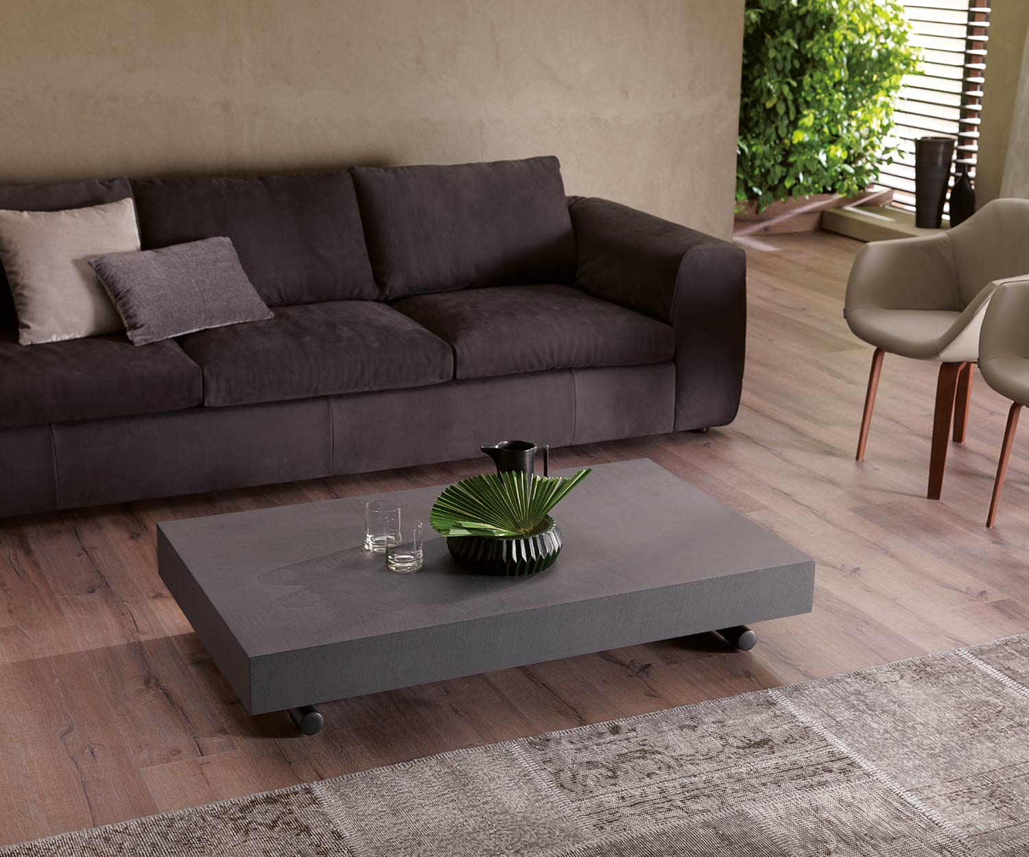 Ozzio Table Newood T123 béton aspect ciment