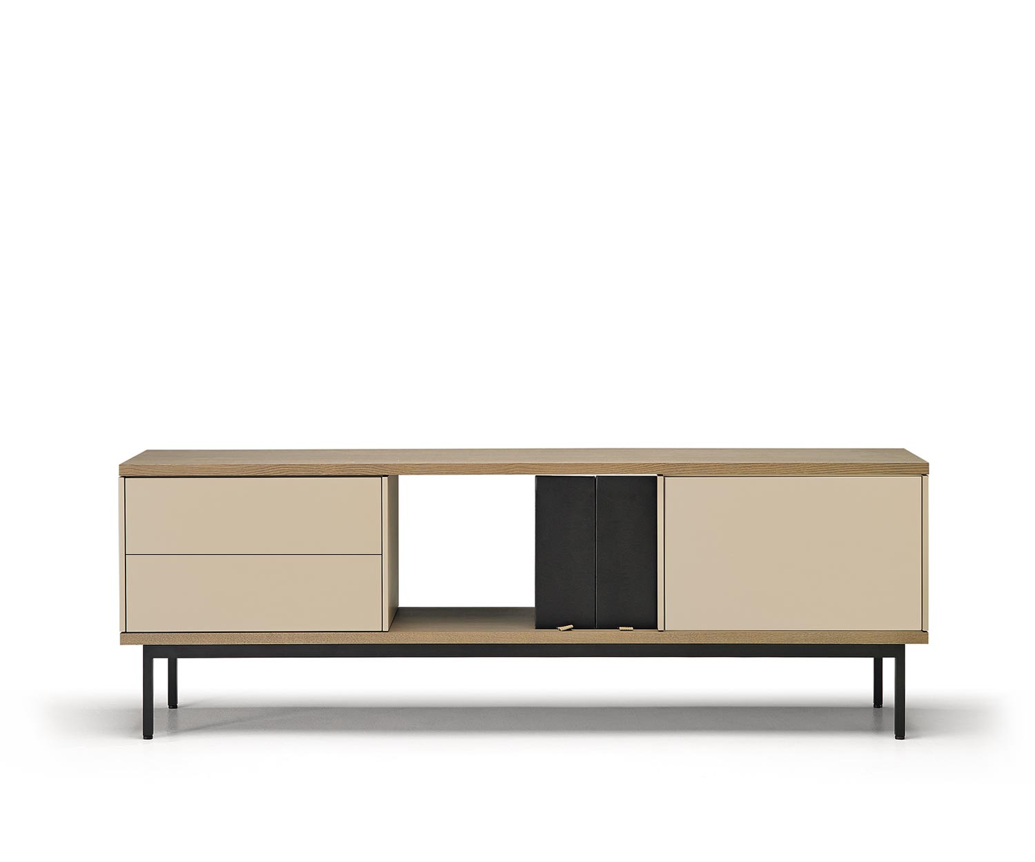 Exclusif Punt Design sideboard Slats tiroirs ouverts porte en chêne beige Exclusif Punt Design sideboard Slats tiroirs ouverts porte en chêne beige