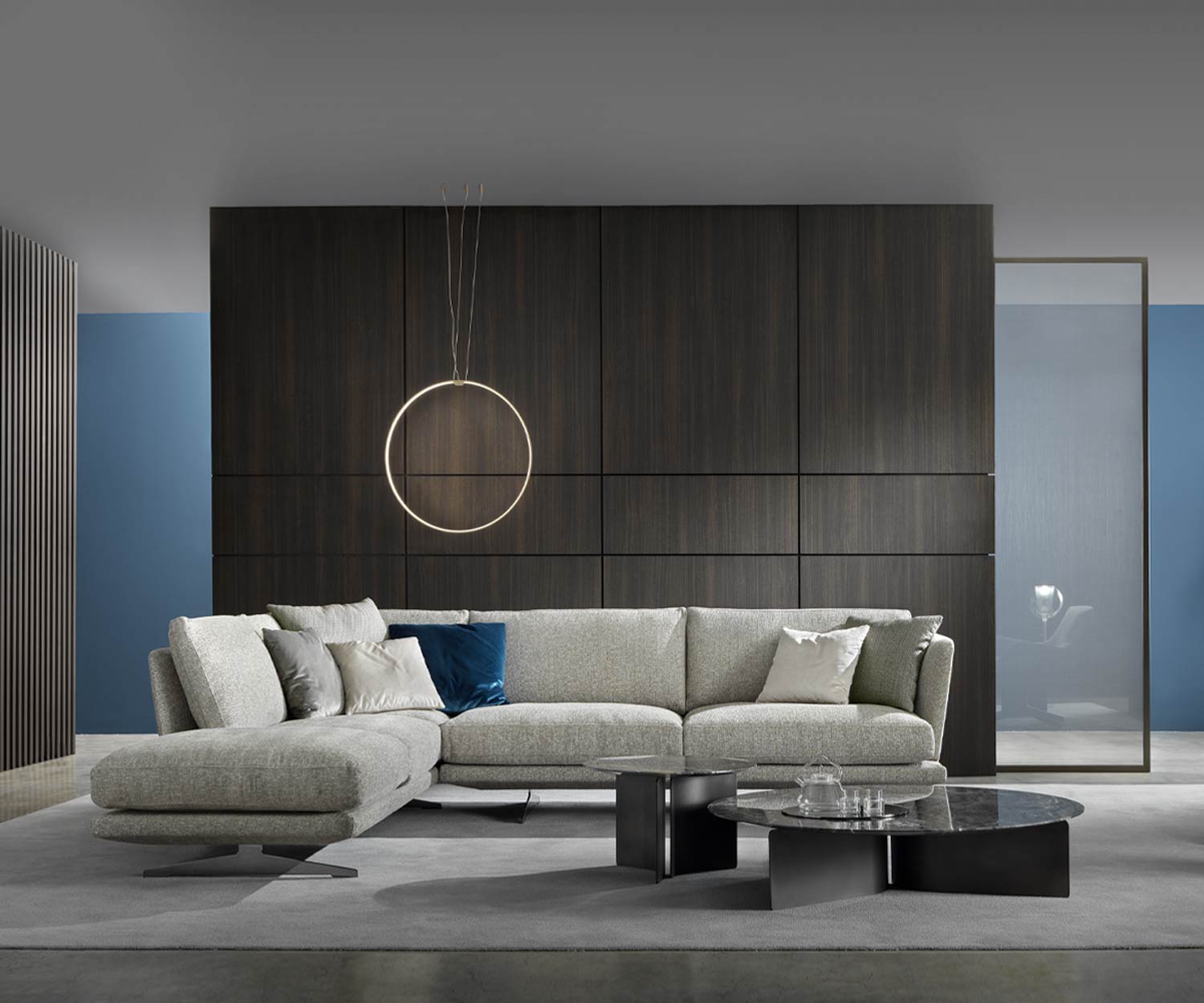 Exclusif Marelli Table basse Wave marbre gris arabescato piètement métal noir