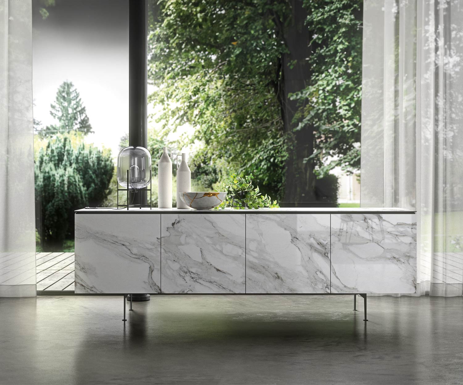 Buffet design de haute qualité sur pieds 210 cm