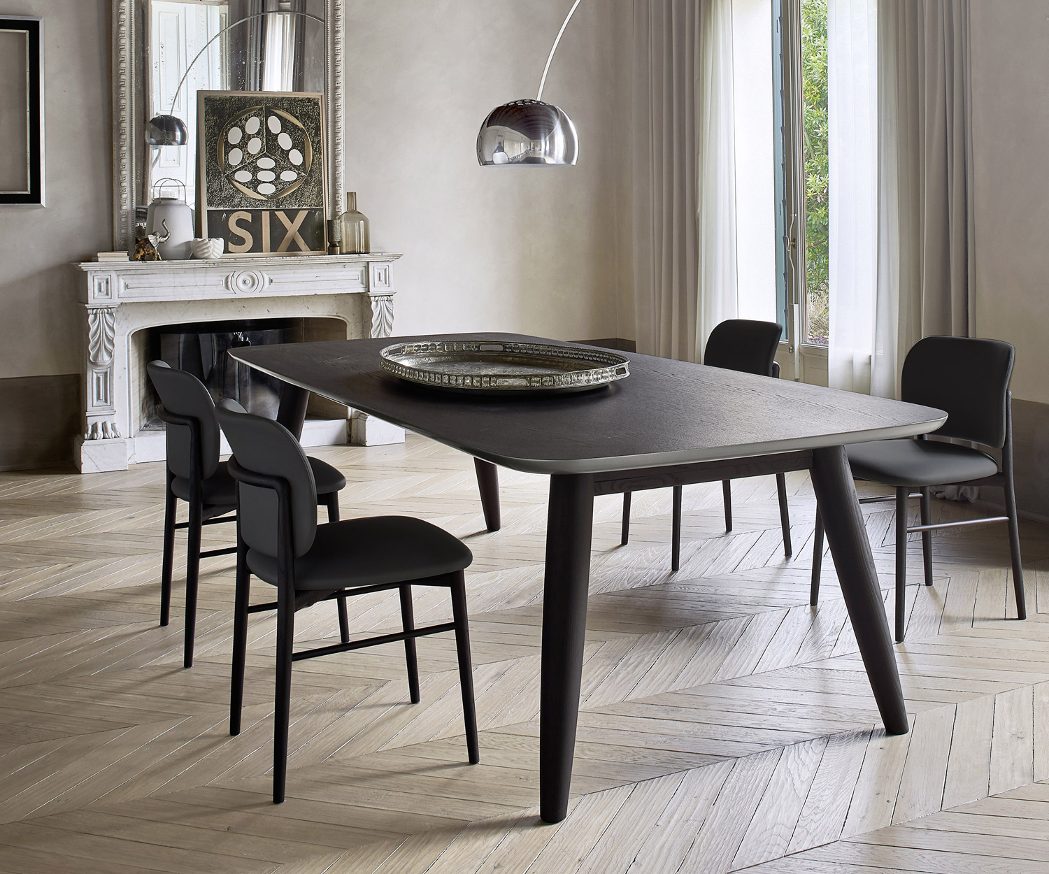 Moderne Livitalia Chaise de salle à manger design Alice à grande table châssis en bois Moderne Livitalia Chaise de salle à manger design Alice à grande table châssis en bois