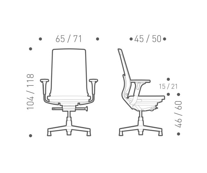Design Home Office Chaise ICF Pyla Taille Esquisse Mesures H 60 cm Design Home Office Chaise ICF Pyla Taille Esquisse Mesures H 60 cm