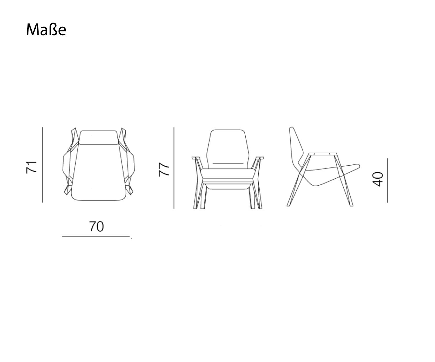 Prostoria Fauteuil Oblique Dimensions Esquisse Dimensions