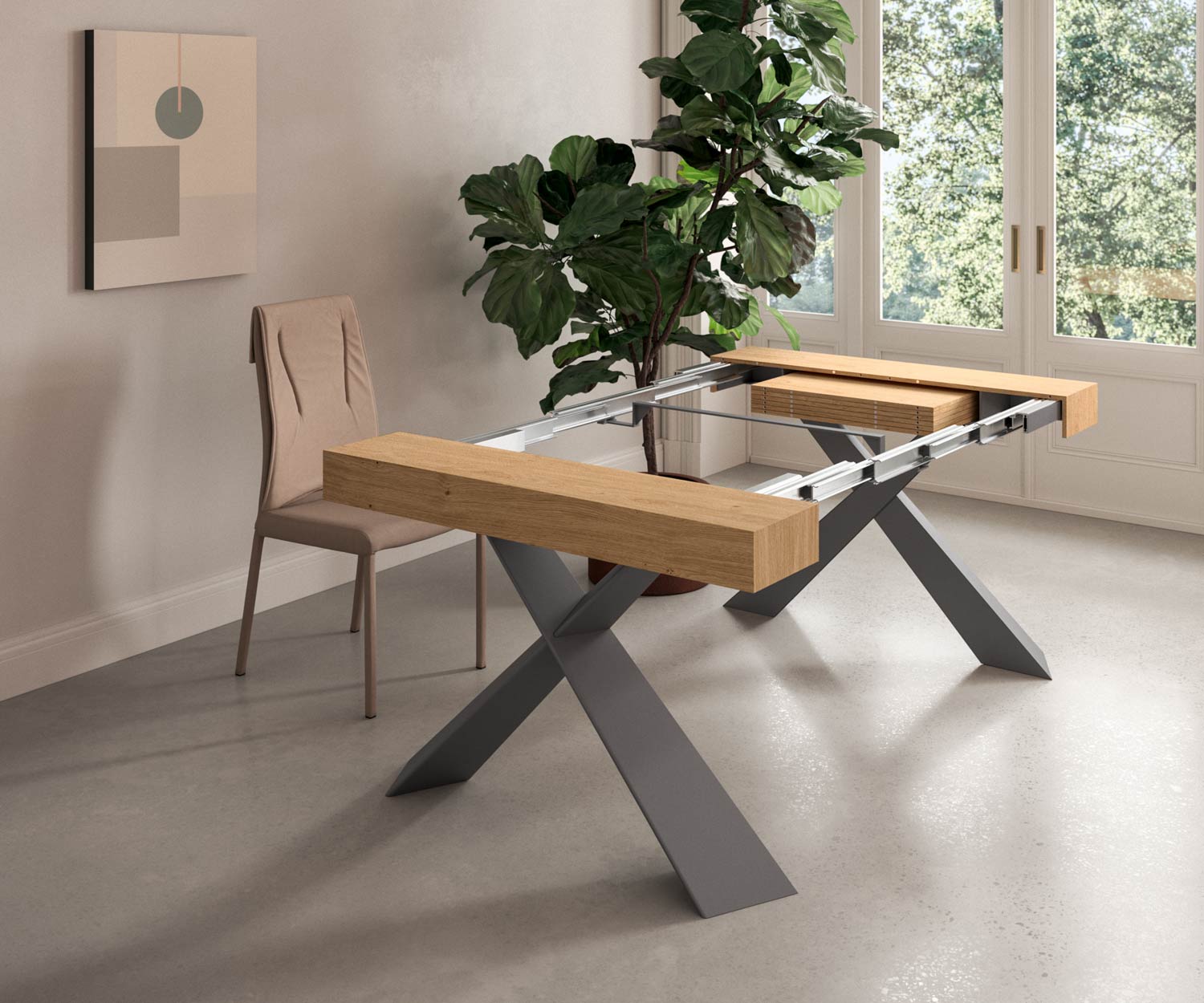 Ozzio_Design bois métal console T024 Ozzio_Design bois métal console T024