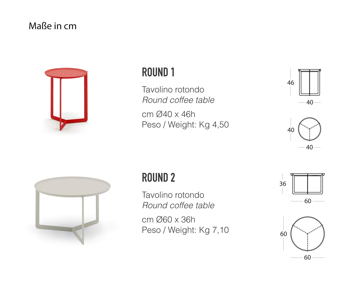 MEME Design Round Table d'appoint Dimensions Dimensions Esquisse Tailles
