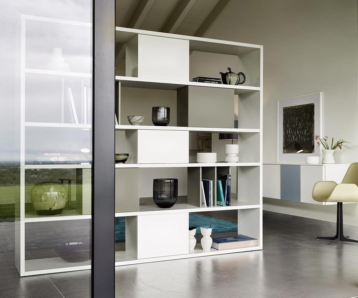 Exclusif Livitalia Étagère design sur pied C92 Séparation de pièce blanche Exclusif Livitalia Étagère design sur pied C92 Séparation de pièce blanche