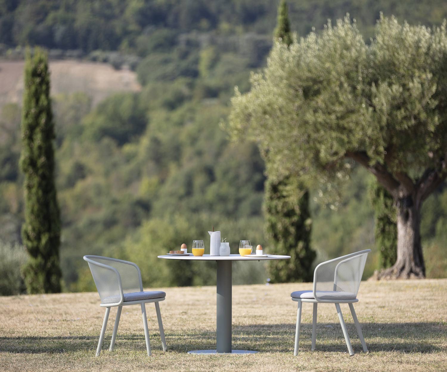 Moderne Todus Baza Chaise de balcon design avec structure anthracite et revêtement en tissu gris