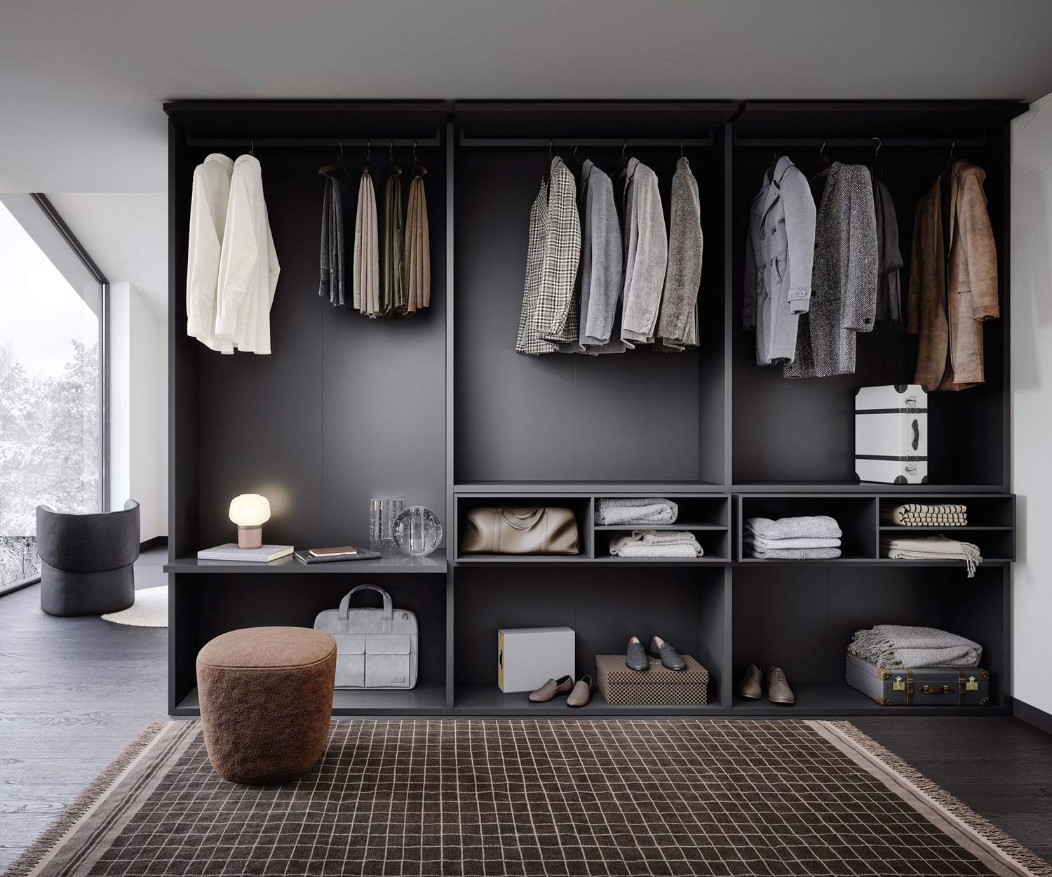 Design Dressing Armoire gris foncé mat Novamobili Benn