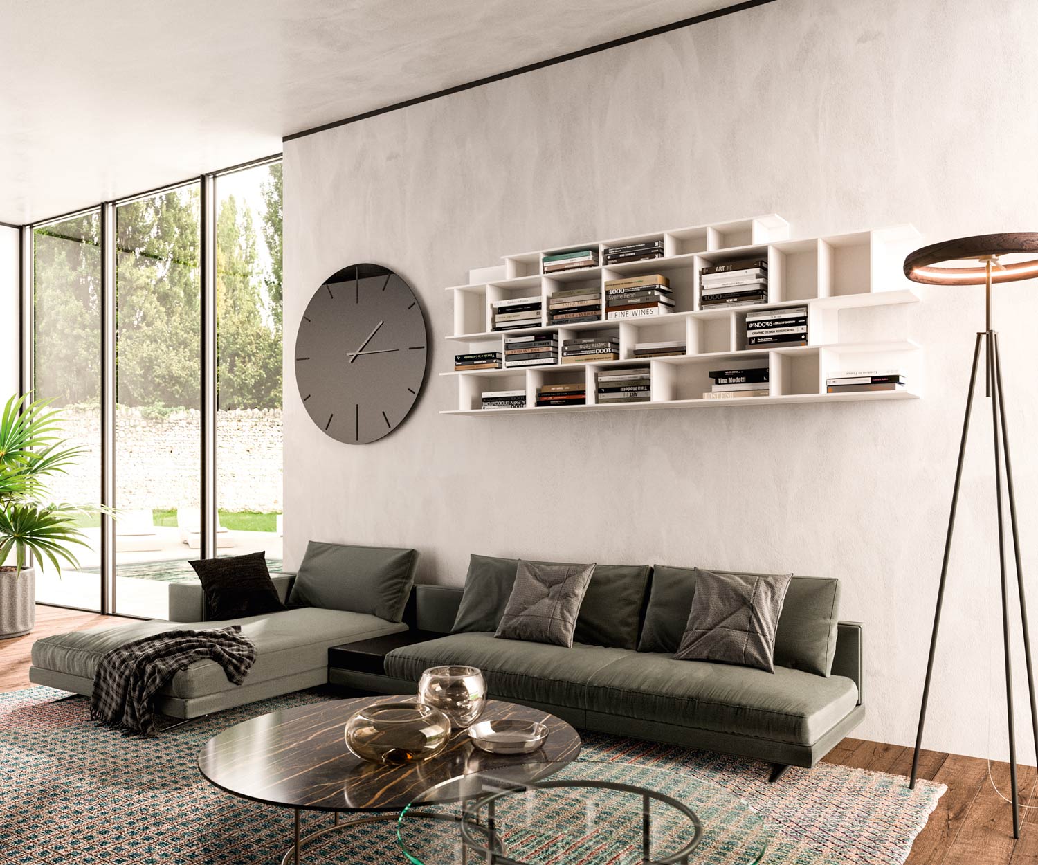 Ozzio Byblos X026 étagère murale design et étroite avec de nombreuses petites étagères emboîtées Ozzio Byblos X026 étagère murale design et étroite avec de nombreuses petites étagères emboîtées