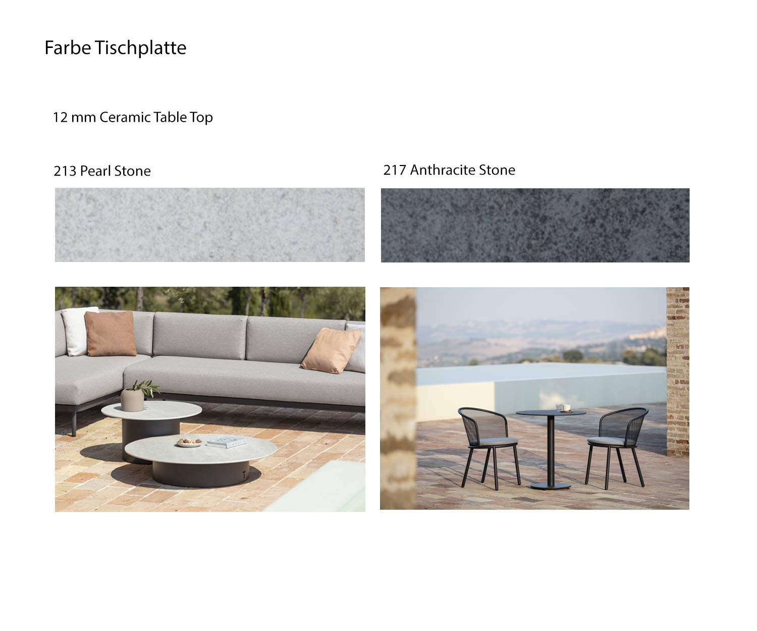 Branta Table d'appoint Couleurs Plateau de table Céramique Blanc Anthracite Pierre Branta Table d'appoint Couleurs Plateau de table Céramique Blanc Anthracite Pierre