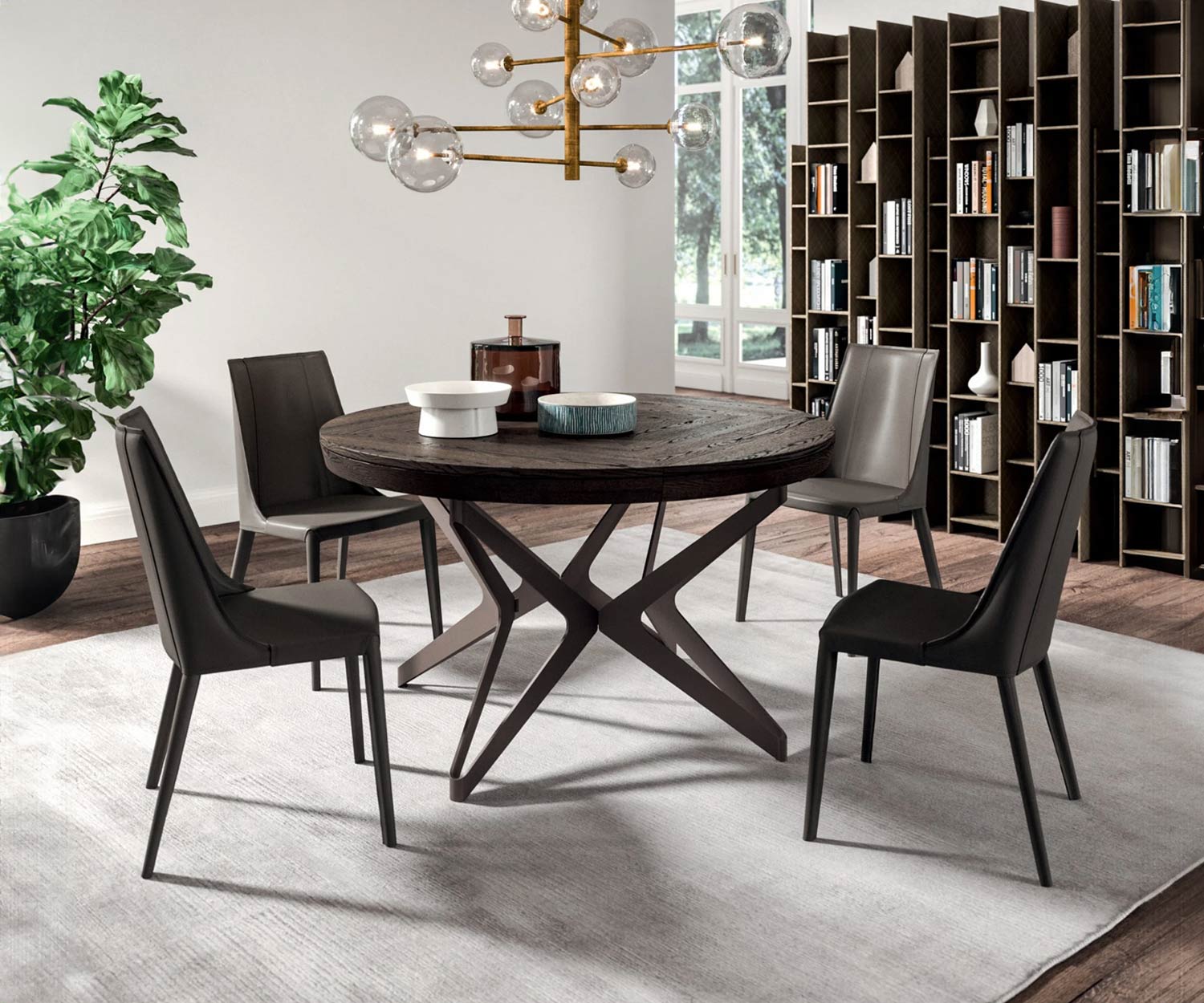 Chaise en cuir design de haute qualité disponible en gris foncé blanc ou cognac