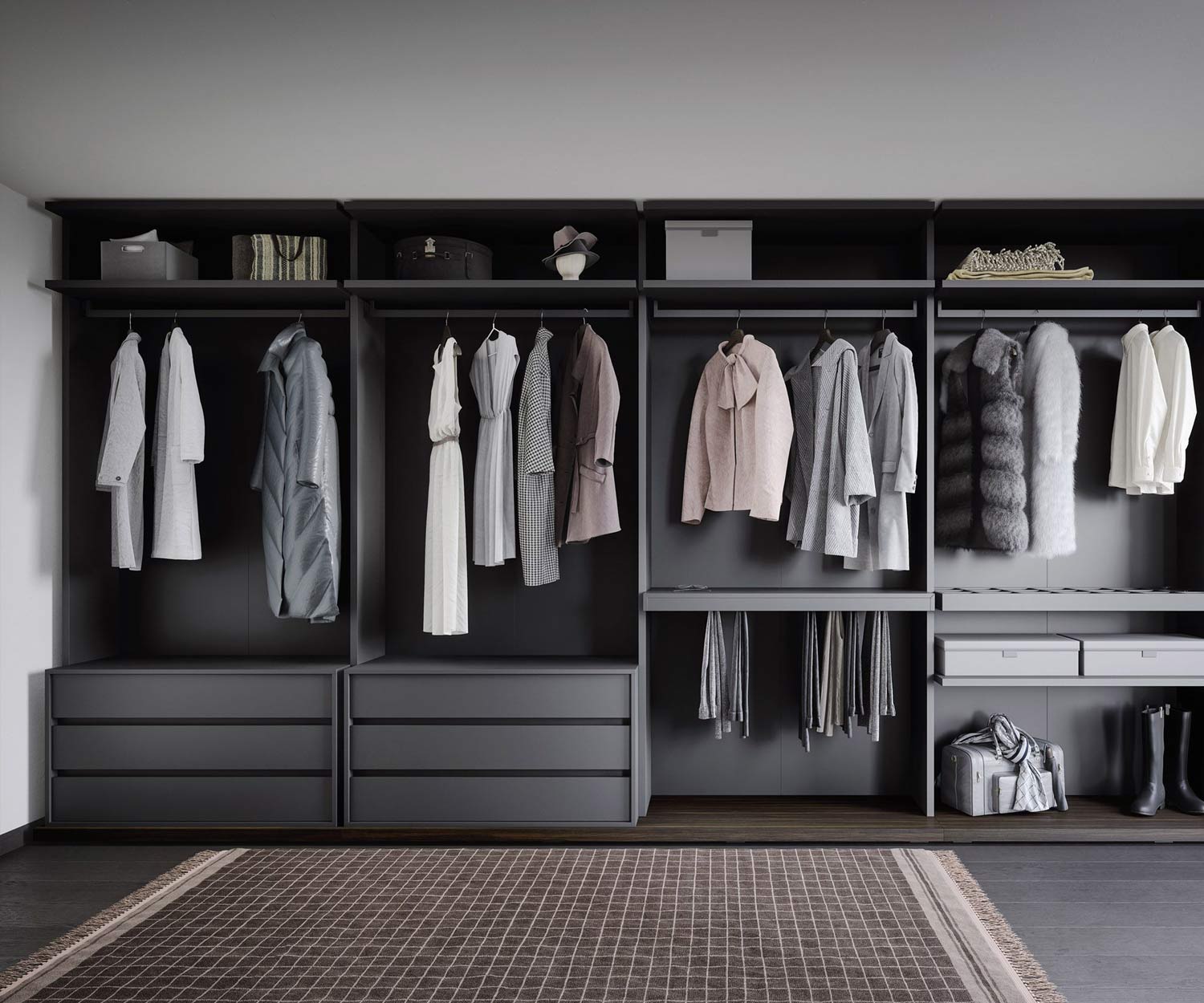 Design Dressing Armoire gris foncé mat Novamobili Benn