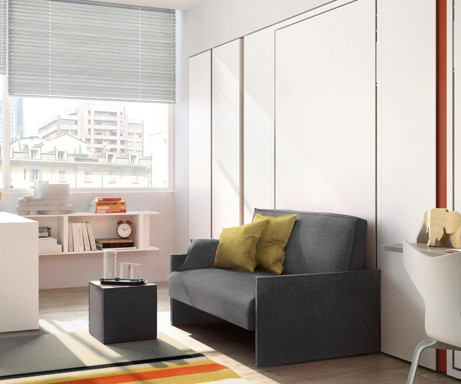 Lit-armoire pour enfants avec table à manger repliée moins d'espace