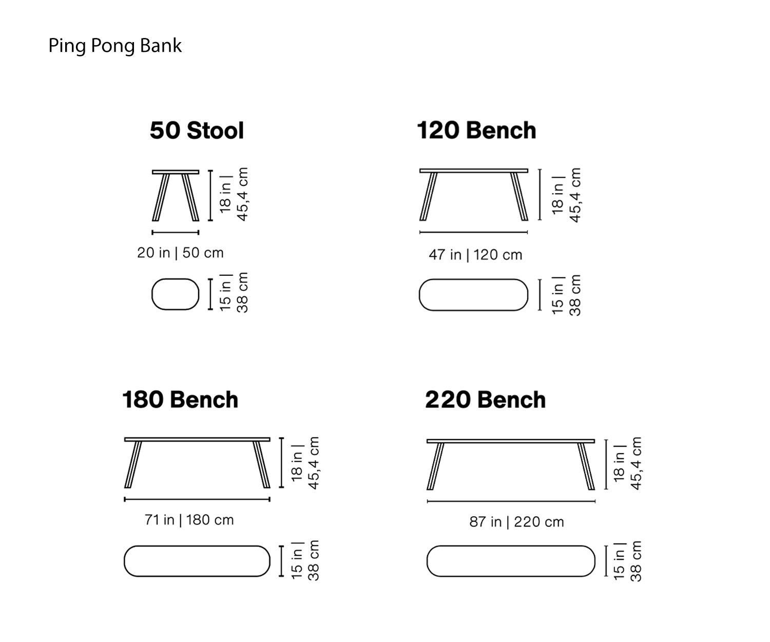 RS Barcelona Croquis Banc Ping Pong Tailles Dimensions RS Barcelona Croquis Banc Ping Pong Tailles Dimensions