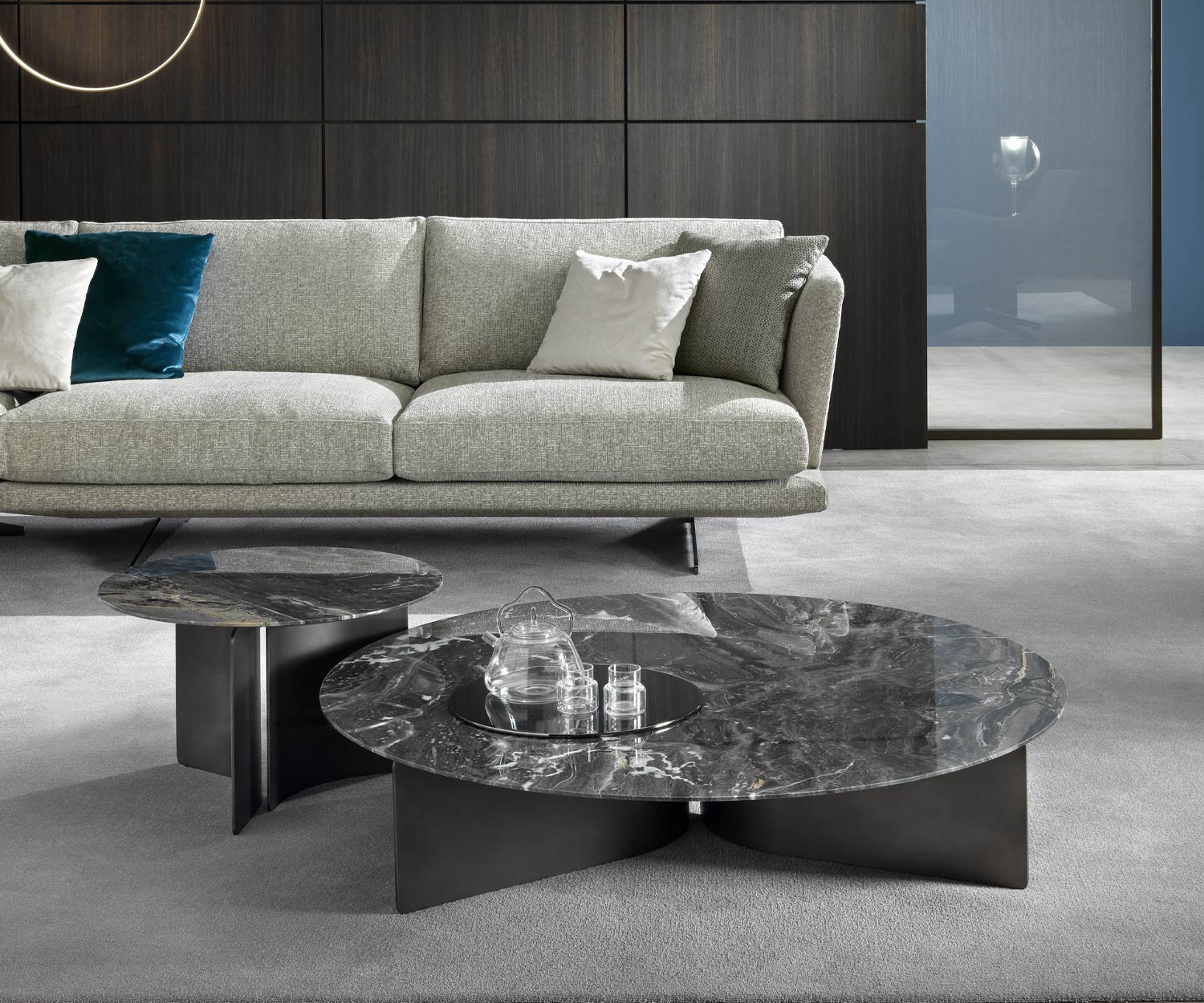Exclusif Marelli Table basse Wave marbre gris arabescato piètement métal noir
