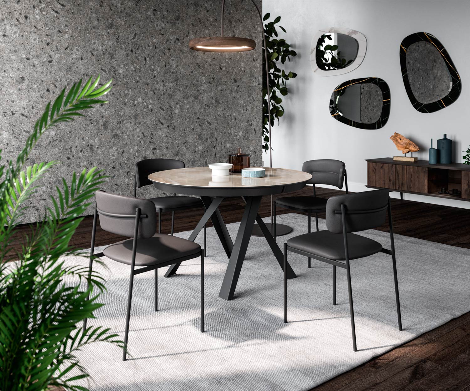 Chaise en métal de haute qualité avec rembourrage en cuir