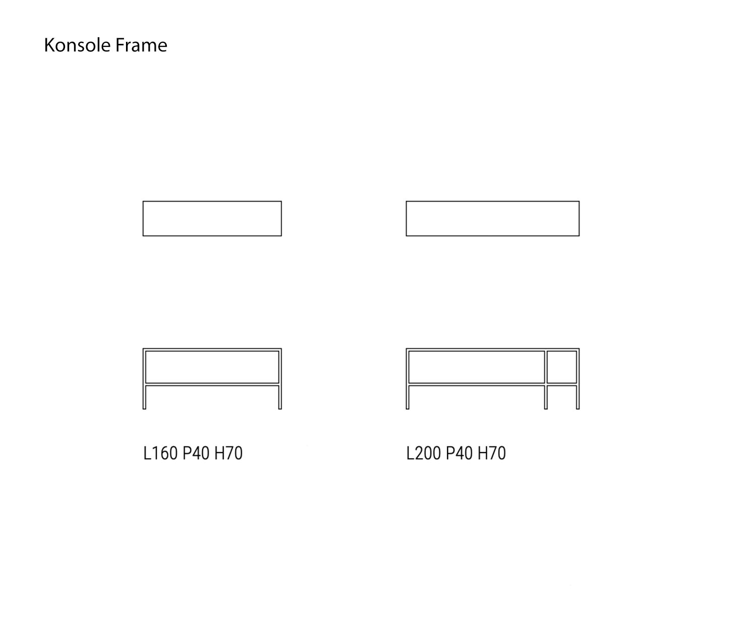 Esquisse Console Frame Cadre Tailles Indications de taille Dimensions Esquisse Console Frame Cadre Tailles Indications de taille Dimensions
