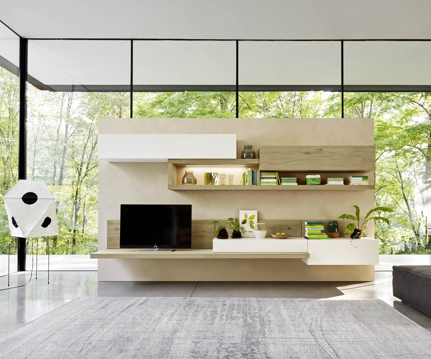 Exclusif Livitalia Meuble-paroi design C26 en plaqué chêne naturel Exclusif Livitalia Meuble-paroi design C26 en plaqué chêne naturel