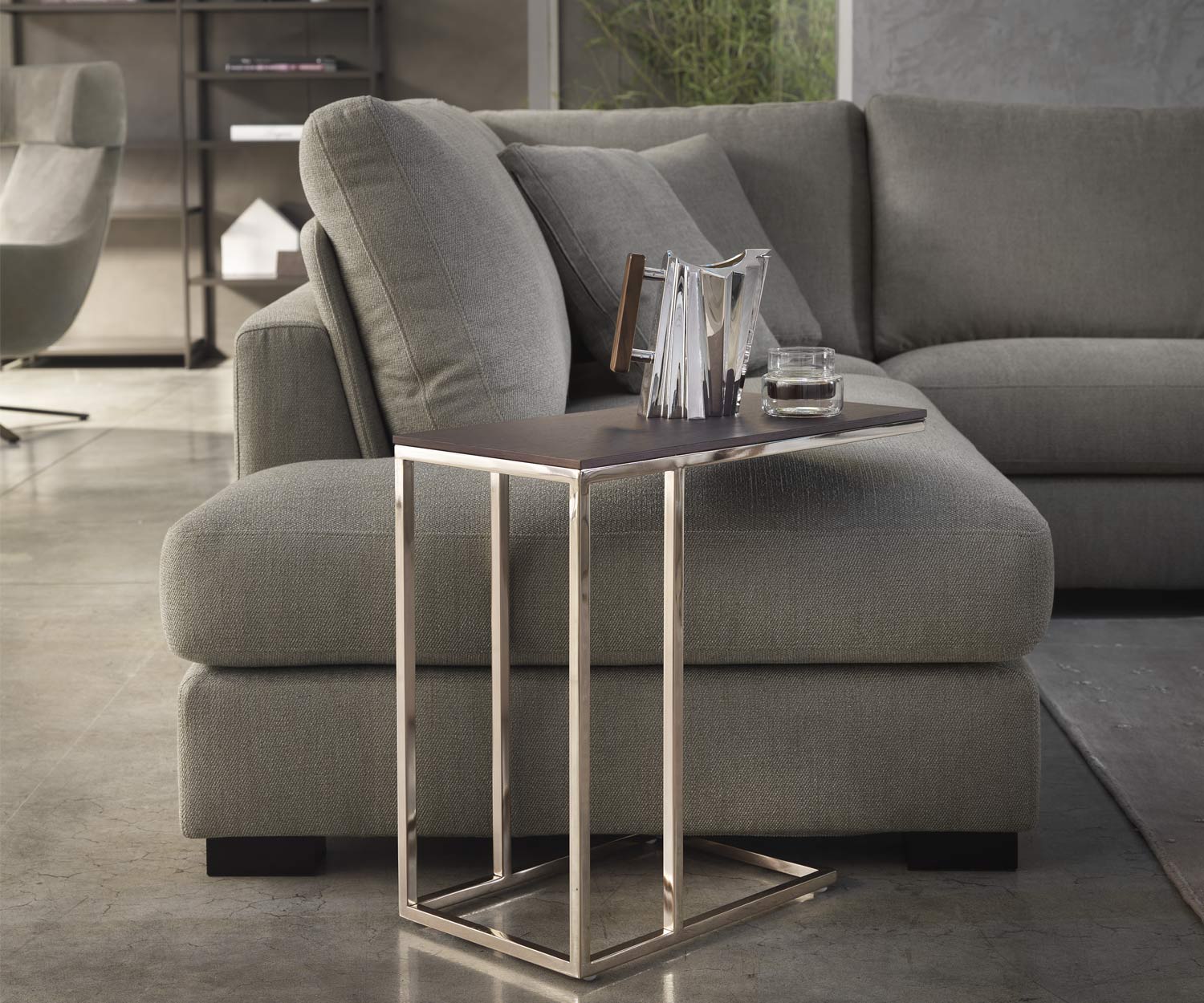 Canapé d'angle design de haute qualité Marelli Oliver avec recamière ouverte